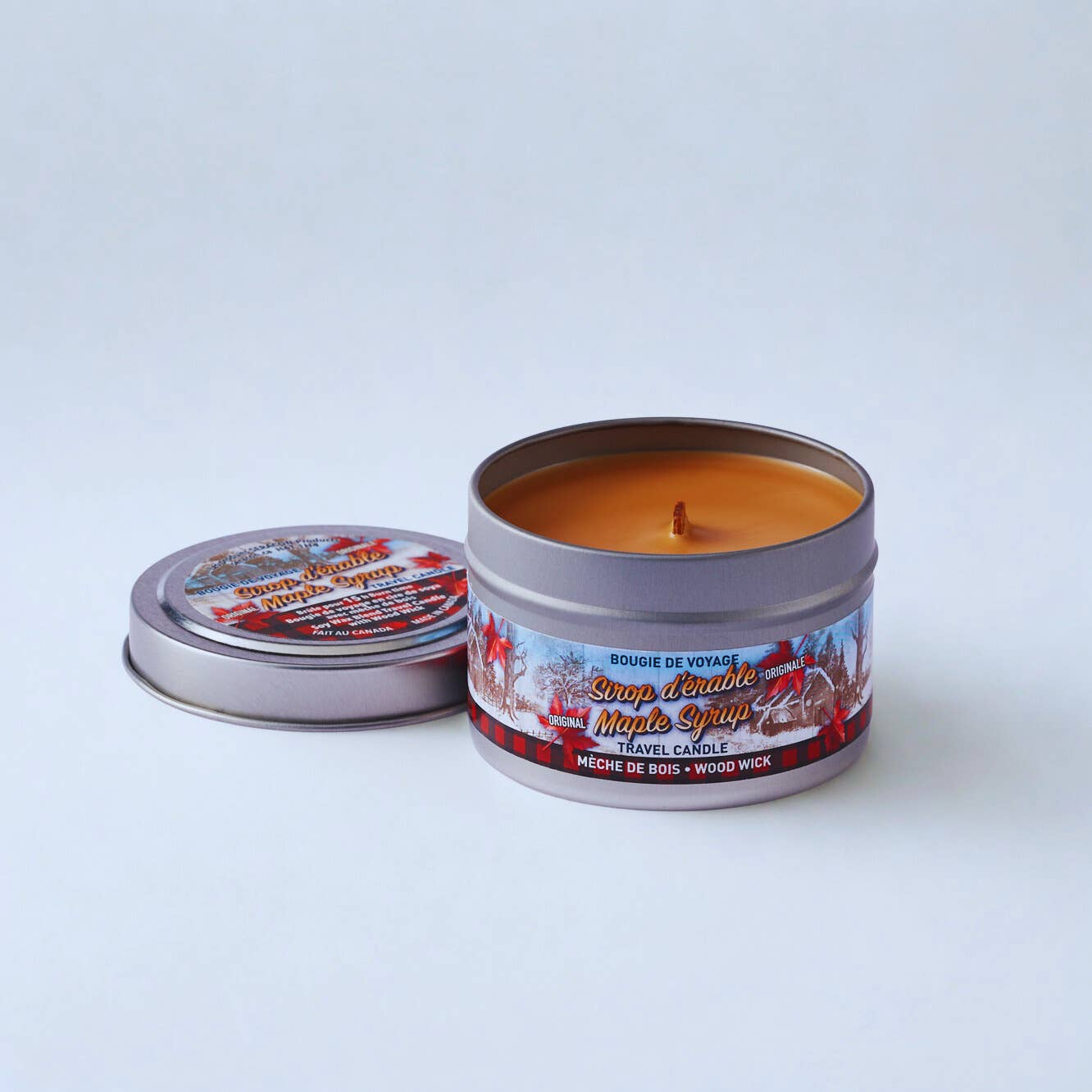 3.5 oz Maple Syrup Travel Candle – Wood Wick Scented Candle | Canadian Inspired Home Fragrance