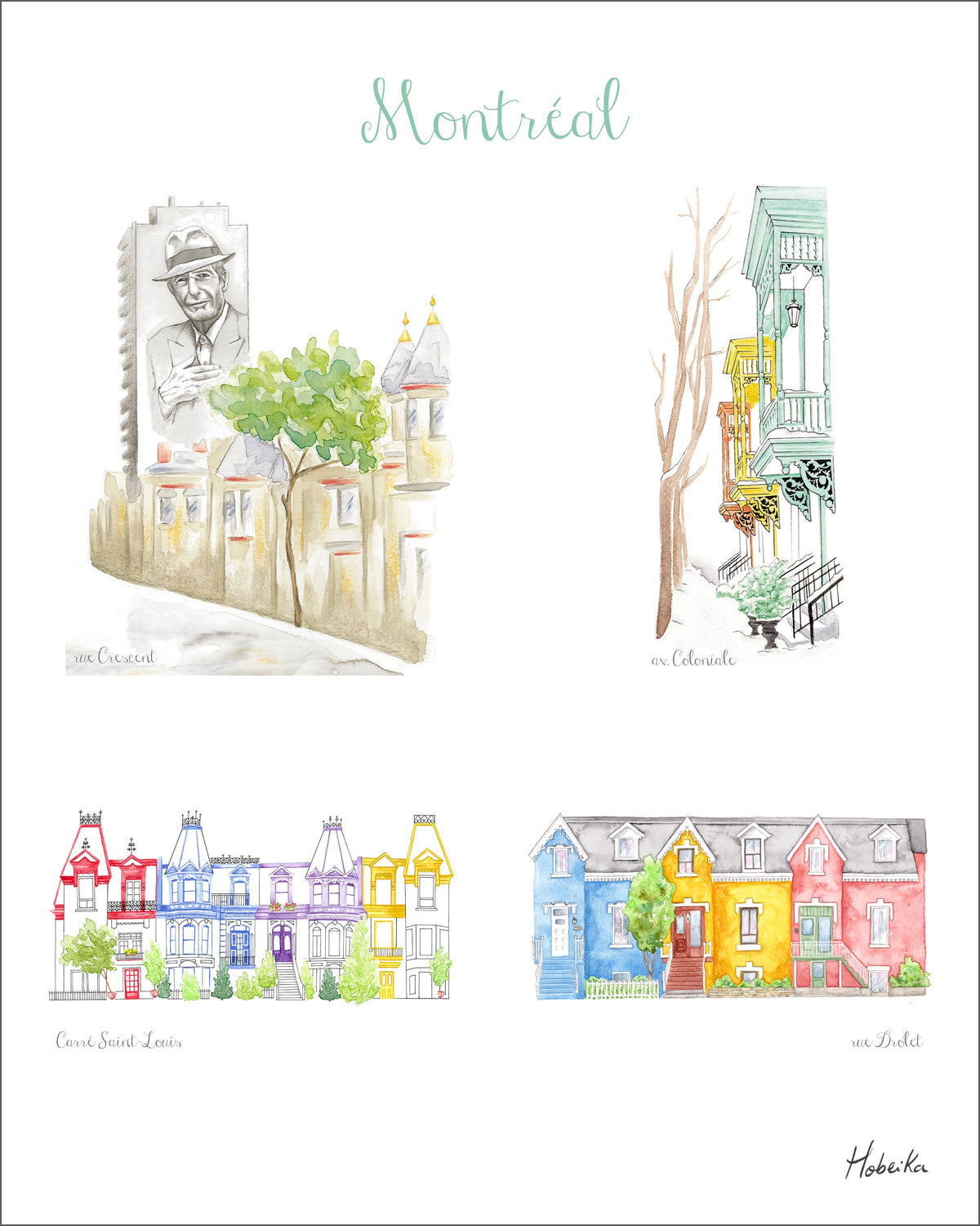 Montréal Façades Art Print – 8×10 Illustration | Boutique LH Montréal