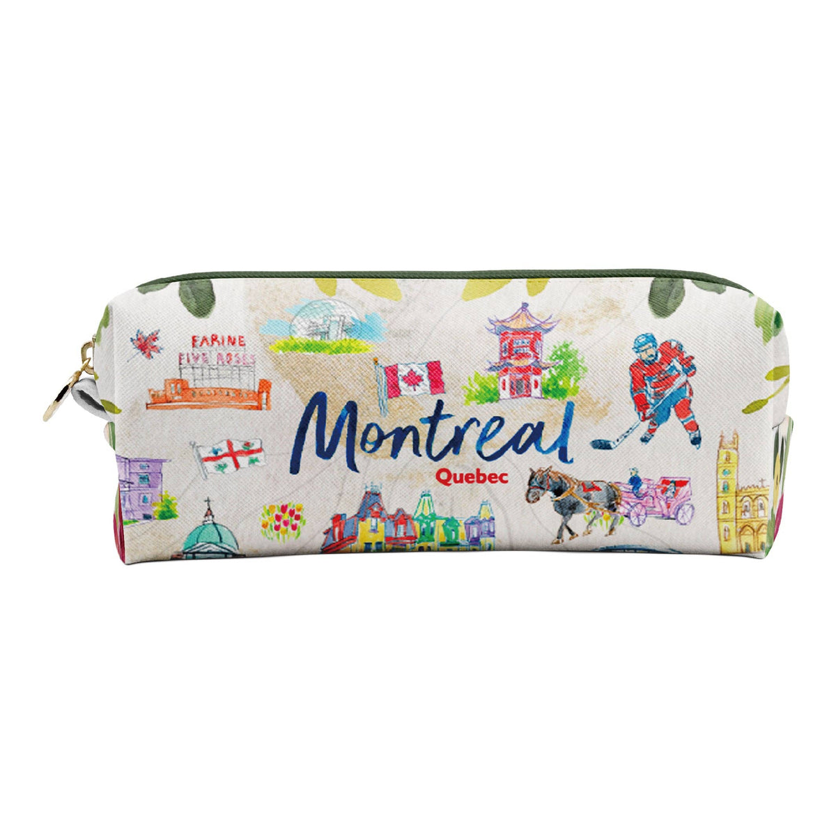 Trousse à Crayons Montréal – Sac Organisateur de Papeterie de Voyage Illustrant les Monuments de la Ville : AW1602MTL