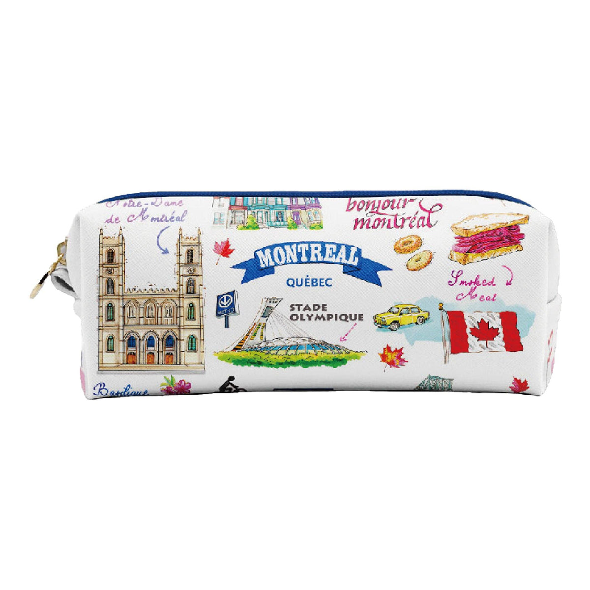 Trousse à Crayons Montréal – Sac Organisateur de Papeterie de Voyage Illustrant les Monuments de la Ville : AW1602MTL