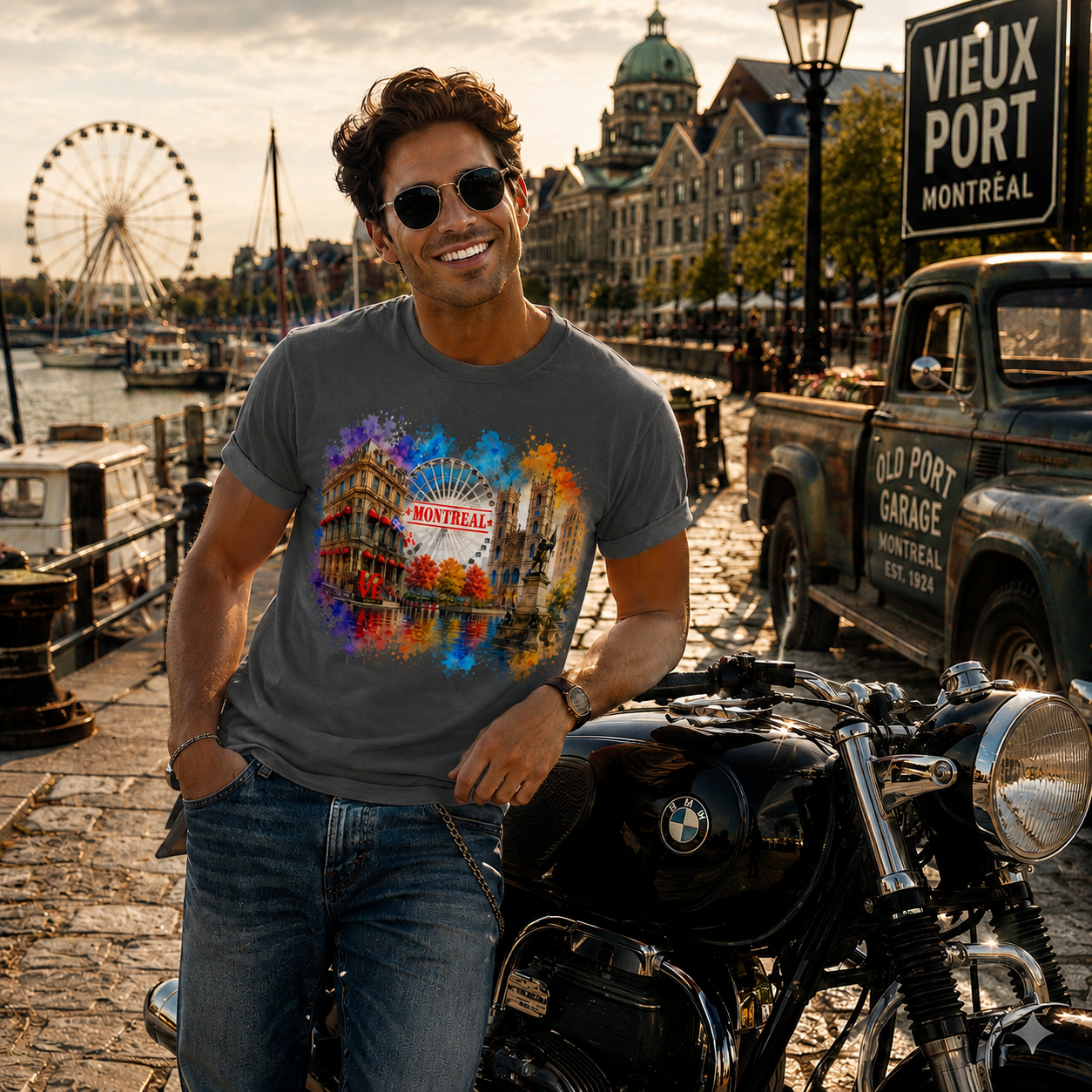 Montréal Aquarelle T-Shirt – Cityscape Art Souvenir | Boutique LH Montréal