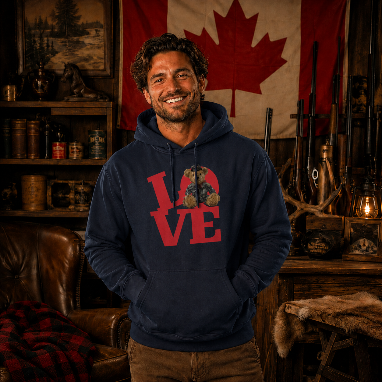 Sacha Unisex Hoodie – LOVE Square Teddy Bear | Boutique LH Montréal
