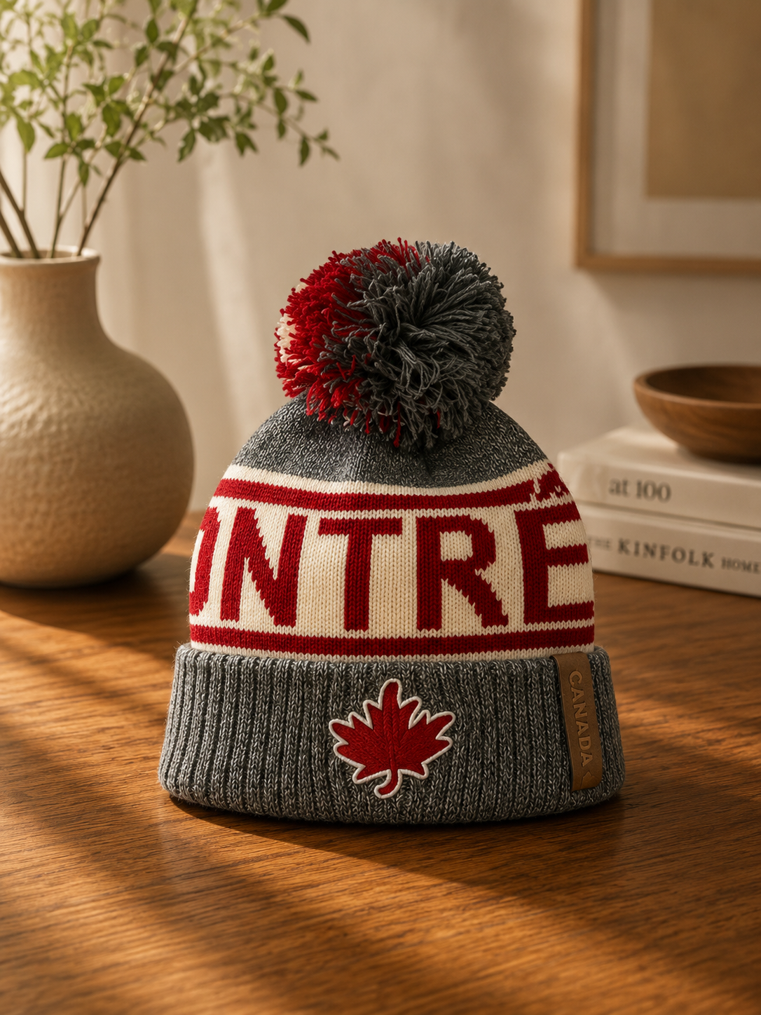 Montréal Pompom Beanie – Maple Leaf Winter Hat | Boutique LH Montréal