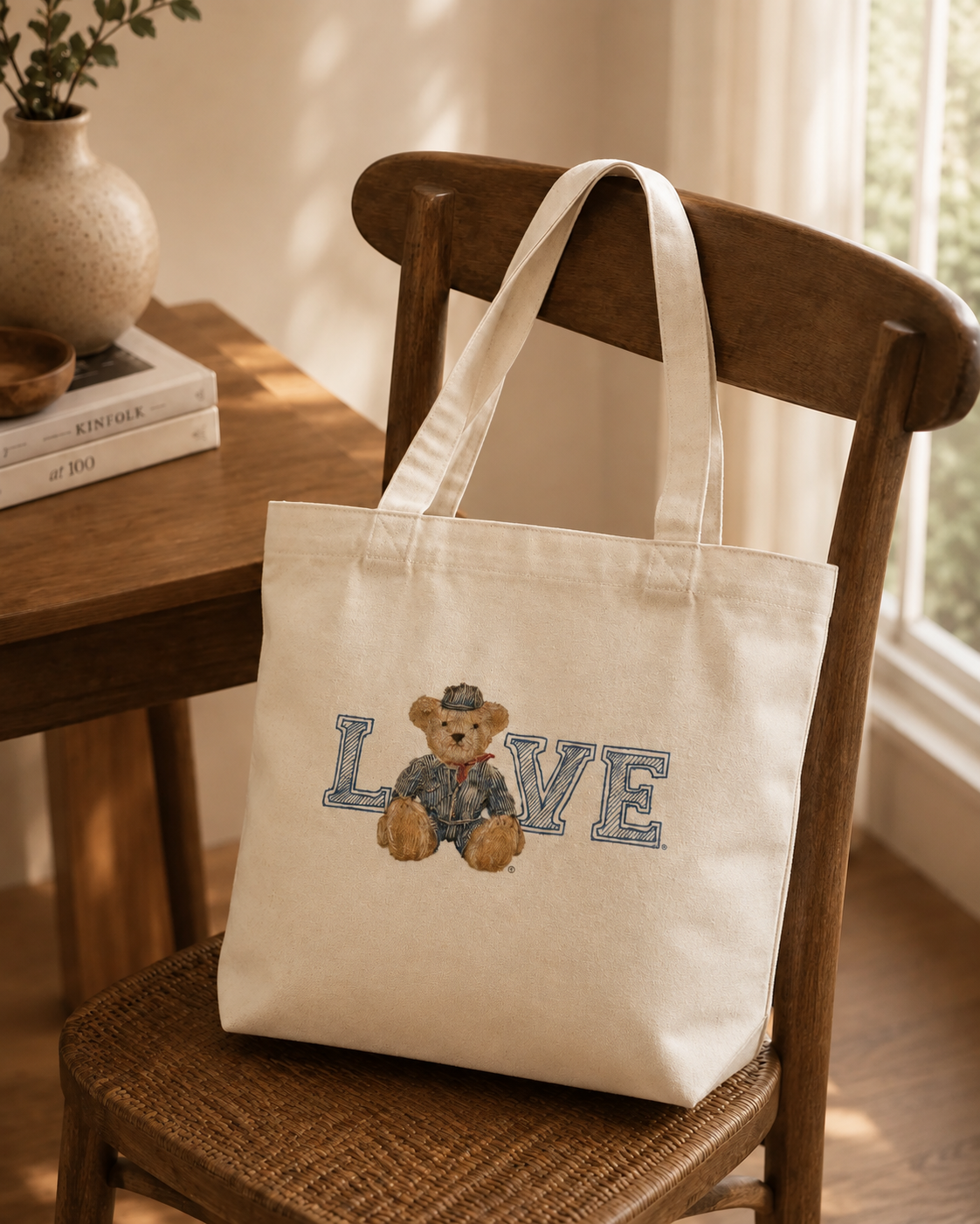 Noa Tote Bag – LOVE Bear Collegiate Canvas | Boutique LH Montréal