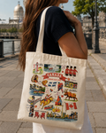 Canada Icons Canvas Tote Bag | Illustrated Canadian Landmarks & Provinces | Boutique LH Montréal