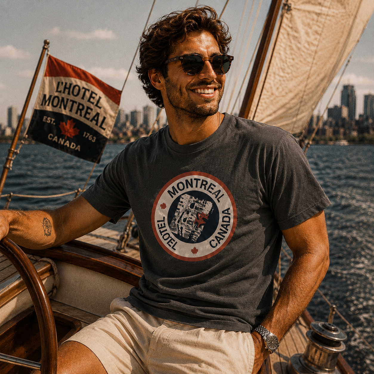 Hotel Montréal Heritage Badge T-Shirt| Boutique LH Montréal