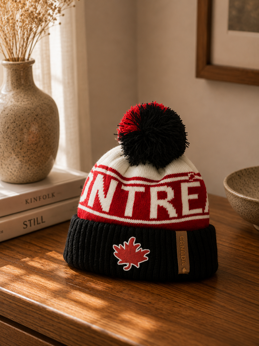 Montréal Pompom Beanie – Maple Leaf Winter Hat | Boutique LH Montréal