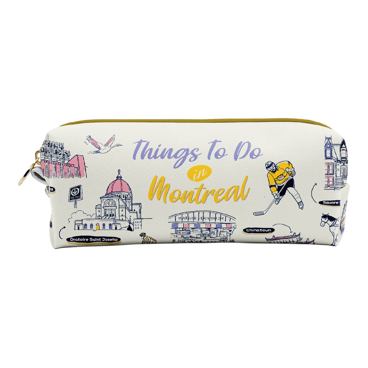Trousse à Crayons Montréal – Sac Organisateur de Papeterie de Voyage Illustrant les Monuments de la Ville : AW1602MTL
