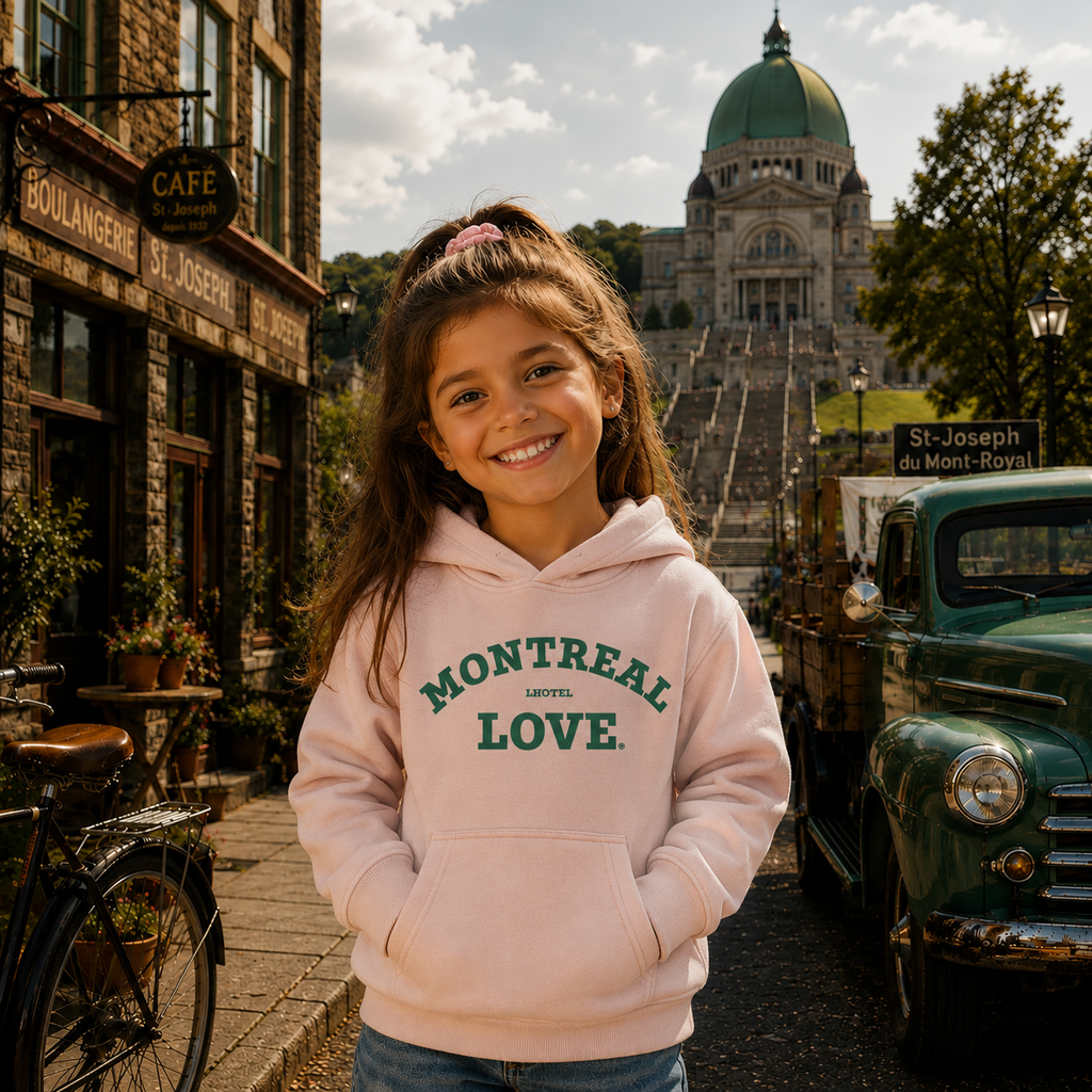 Montreal Love Pink Graphic Hoodie | Kids Category | Boutique LH Montréal