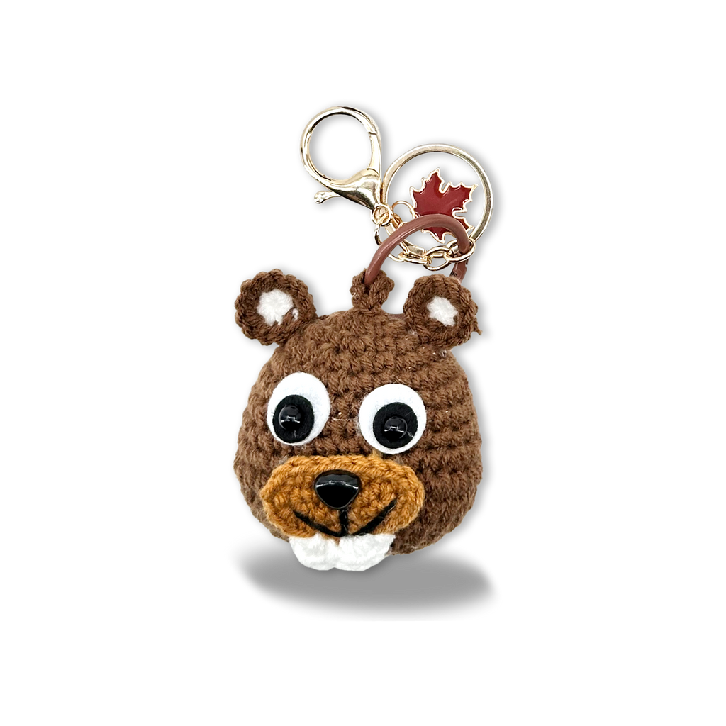 Porte-clés en peluche de marmotte canadienne au crochet fait main, cadeau souvenir
