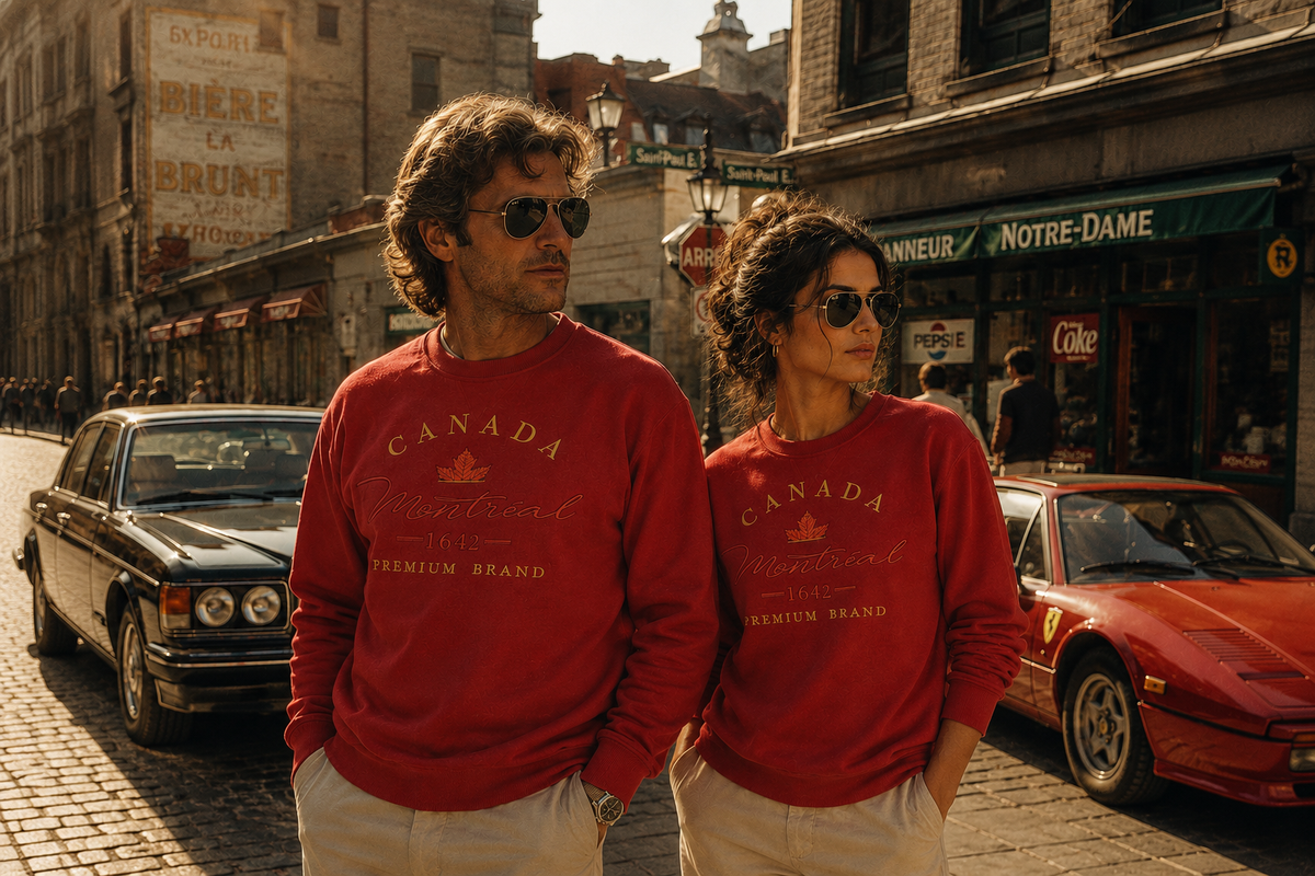 Canada Montréal 1642 Premium Brand Crewneck – Red | Boutique LH Montréal