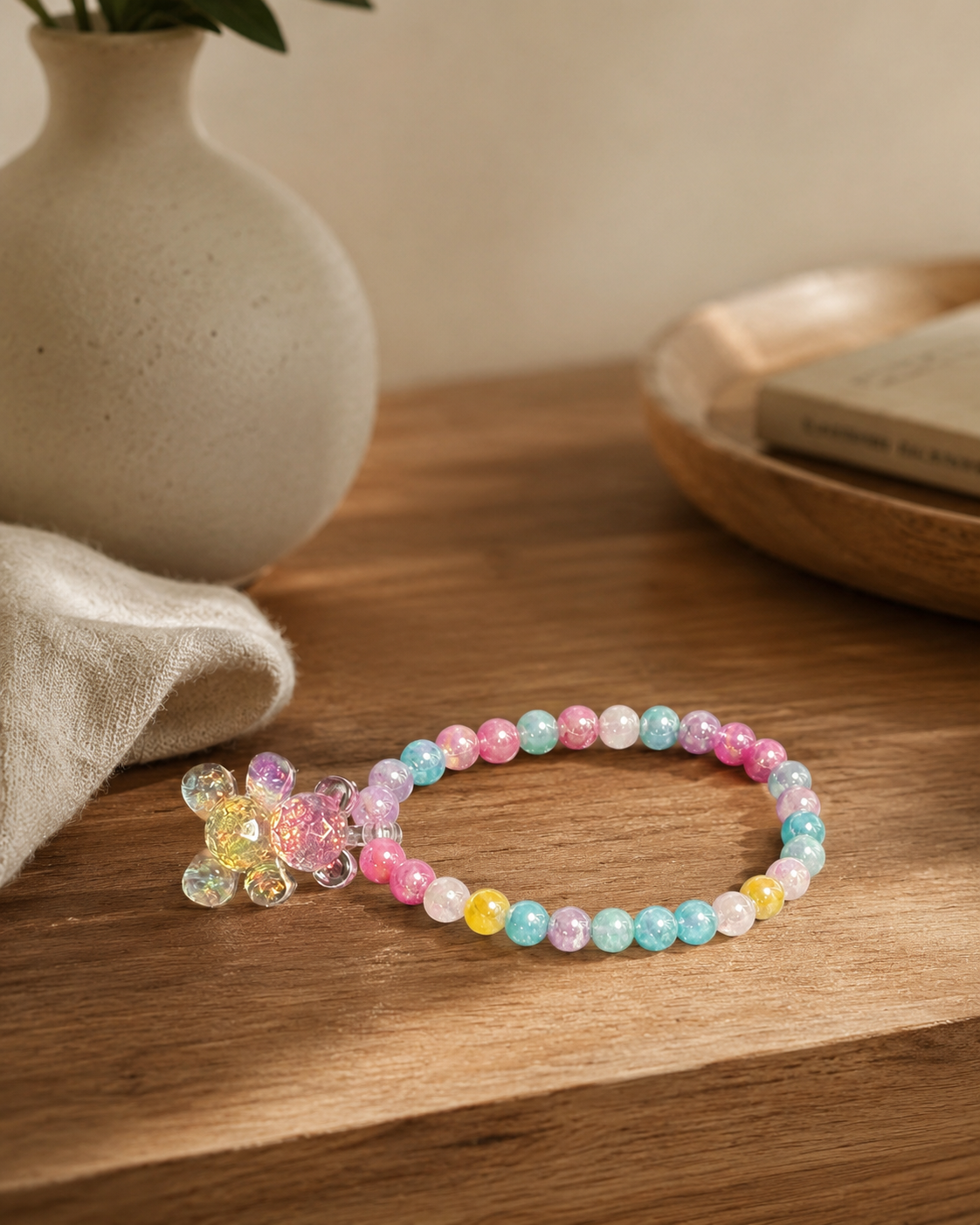 Stretch Pastel Teddy Bear Beaded Bracelet | Boutique LH Montréal