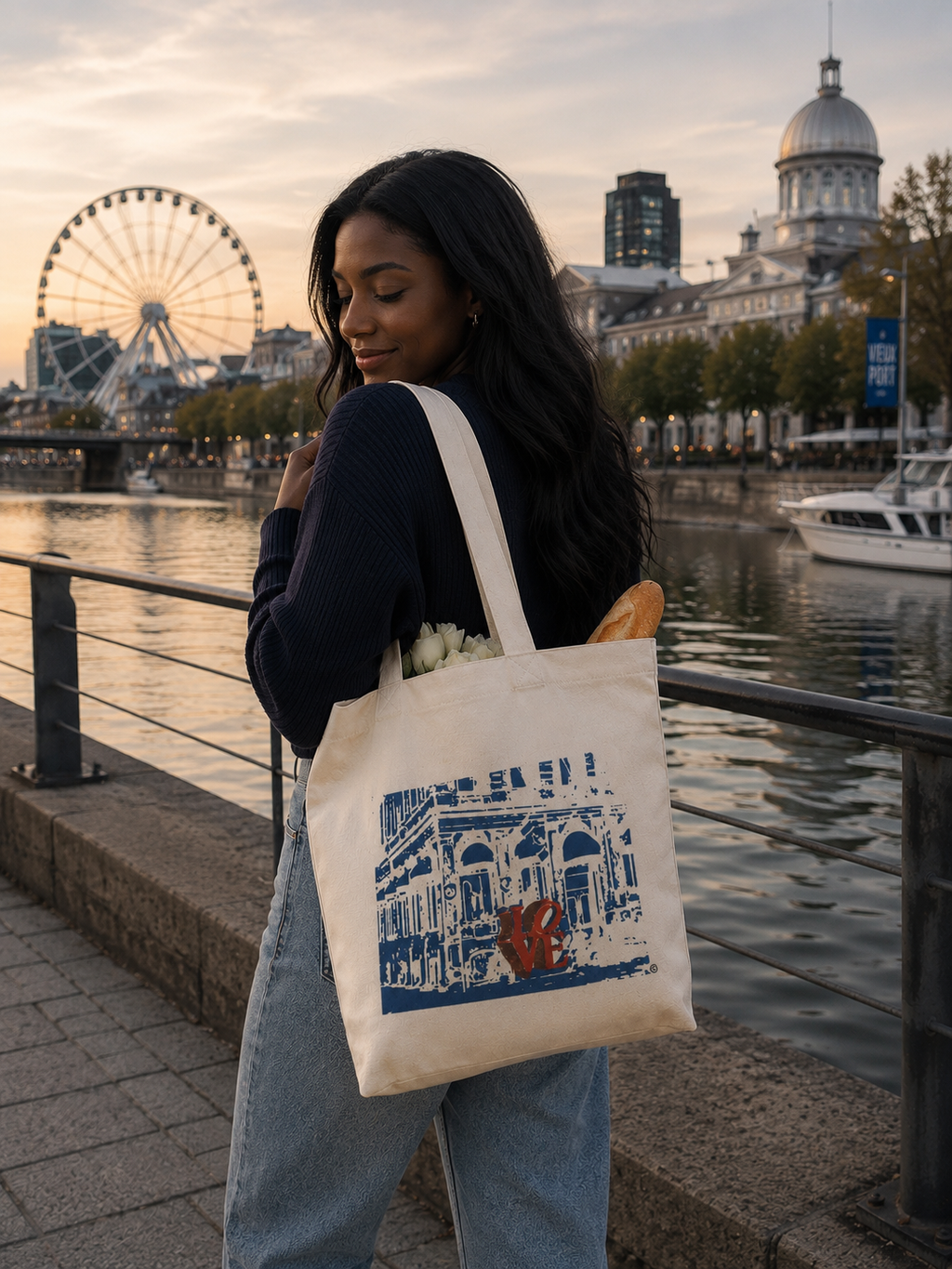 Chloe Tote Bag – Old Montréal Architecture Canvas | Boutique LH