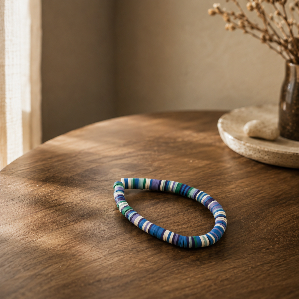 Stretch Disc Bead Bracelet – Ocean Blue Mix | Boutique LH Montréal