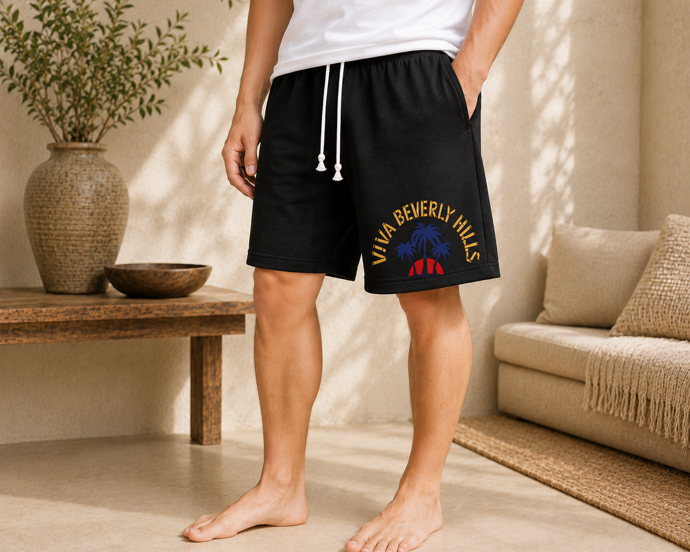 Viva Beverly Hills Palm Sunset Fleece Shorts | Boutique LH Montréal