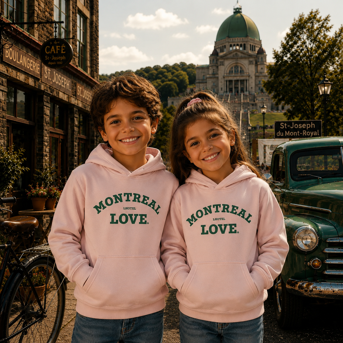 Montreal Love Pink Graphic Hoodie | Kids Category | Boutique LH Montréal