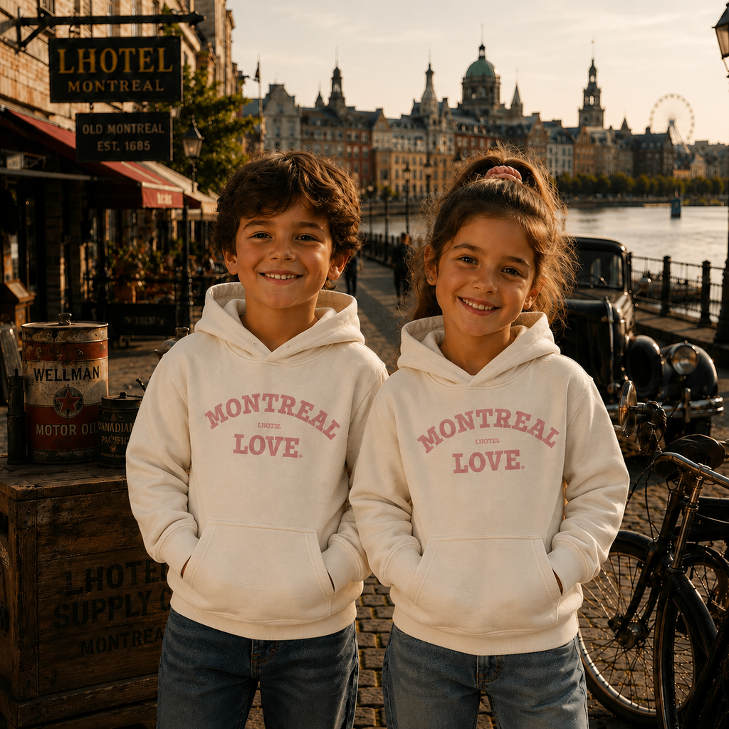 Montreal Love White Graphic Hoodie | Kids Category | Boutique LH Montréal