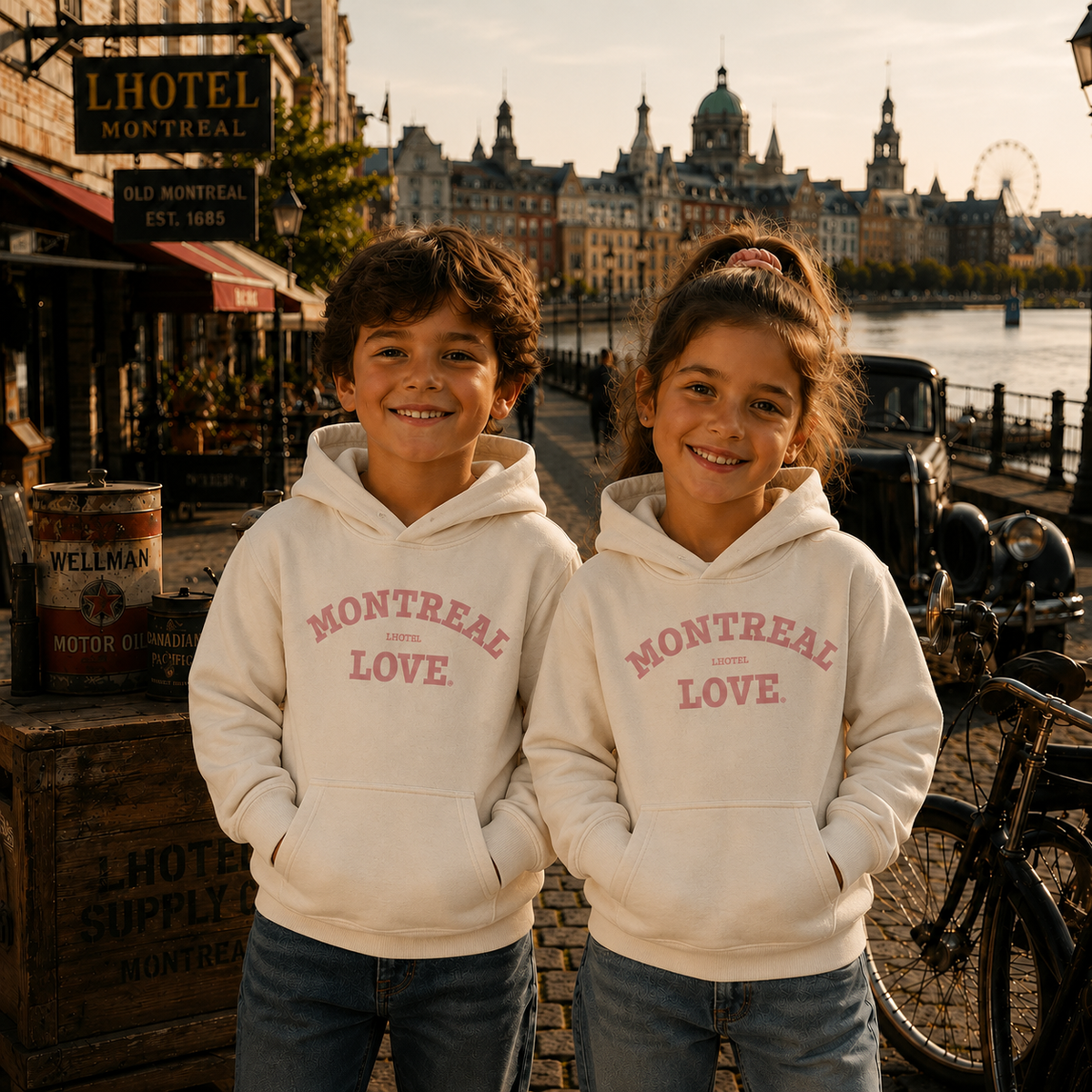 Montreal Love White Graphic Hoodie | Kids Category | Boutique LH Montréal