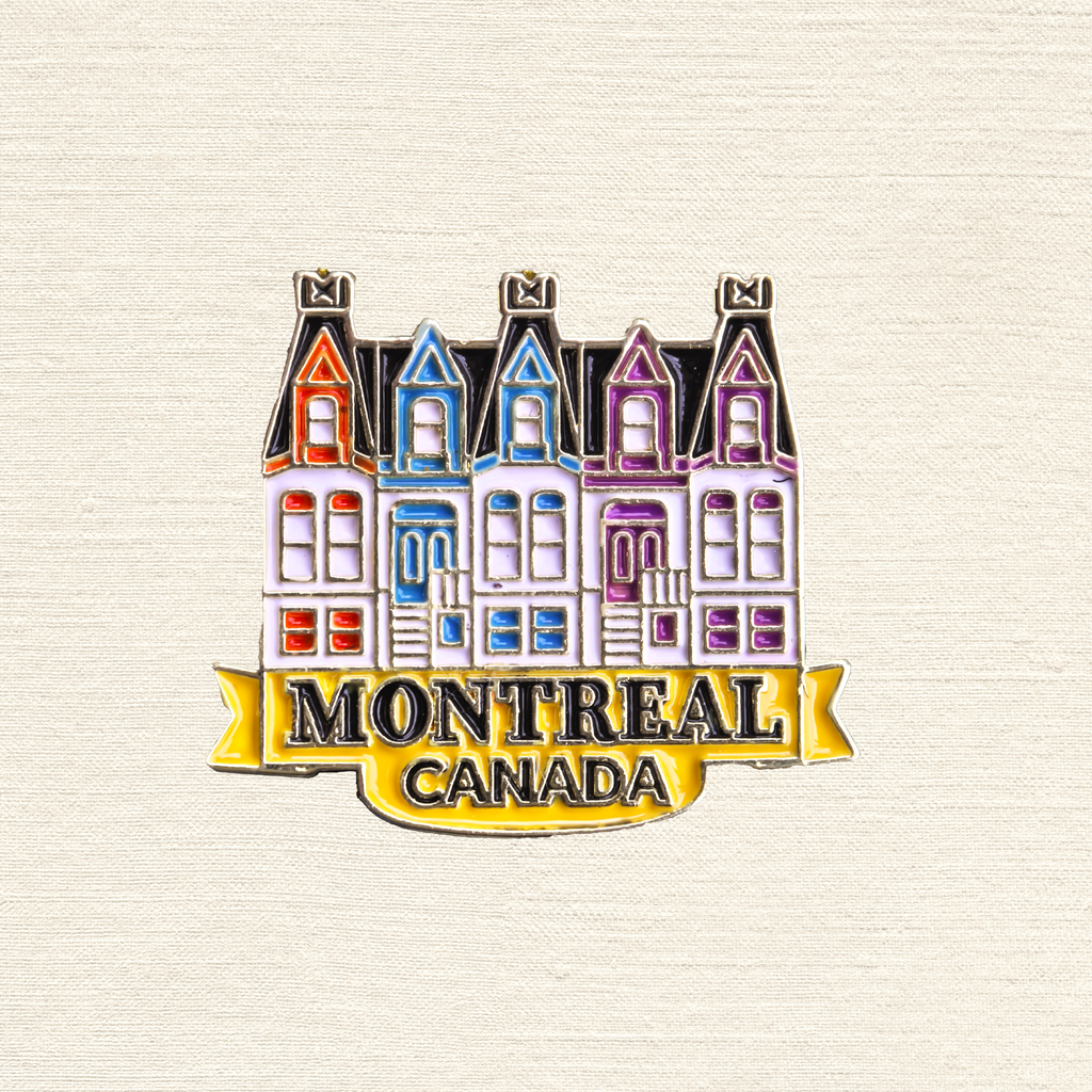 Pin émaillé Maisons de ville de Montréal – Cadeau souvenir coloré d'architecture canadienne