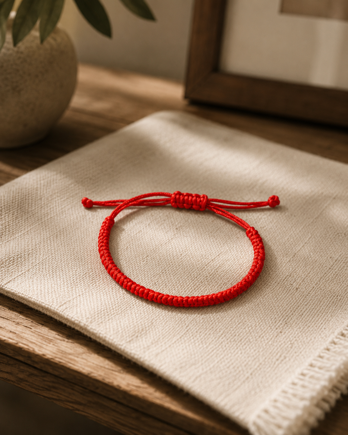 Adjustable Red Lucky Cord Bracelet | Handwoven Friendship Bracelet | Boutique LH by Georges Marciano
