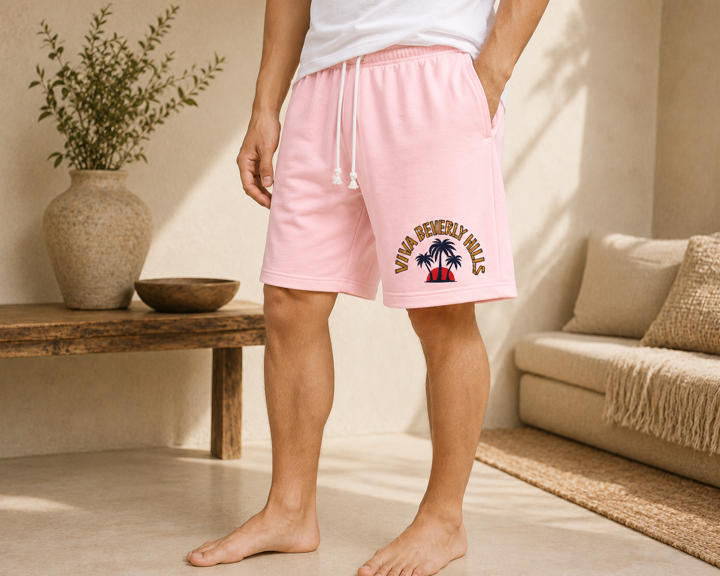 Viva Beverly Hills Palm Sunset Fleece Shorts | Boutique LH Montréal