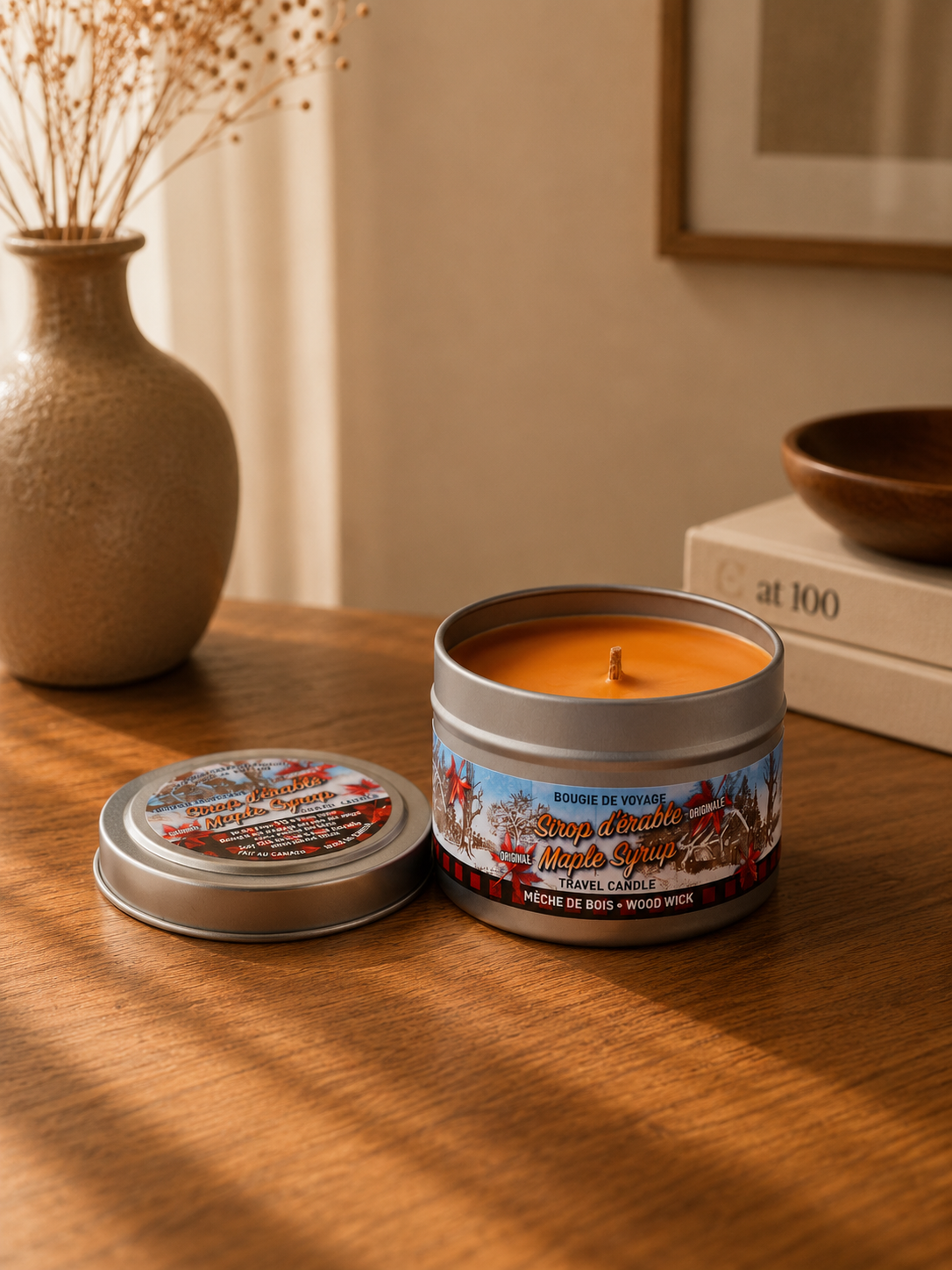 3.5 oz Maple Syrup Wood Wick Travel Candle – Canadian Inspired | Boutique LH Montréal
