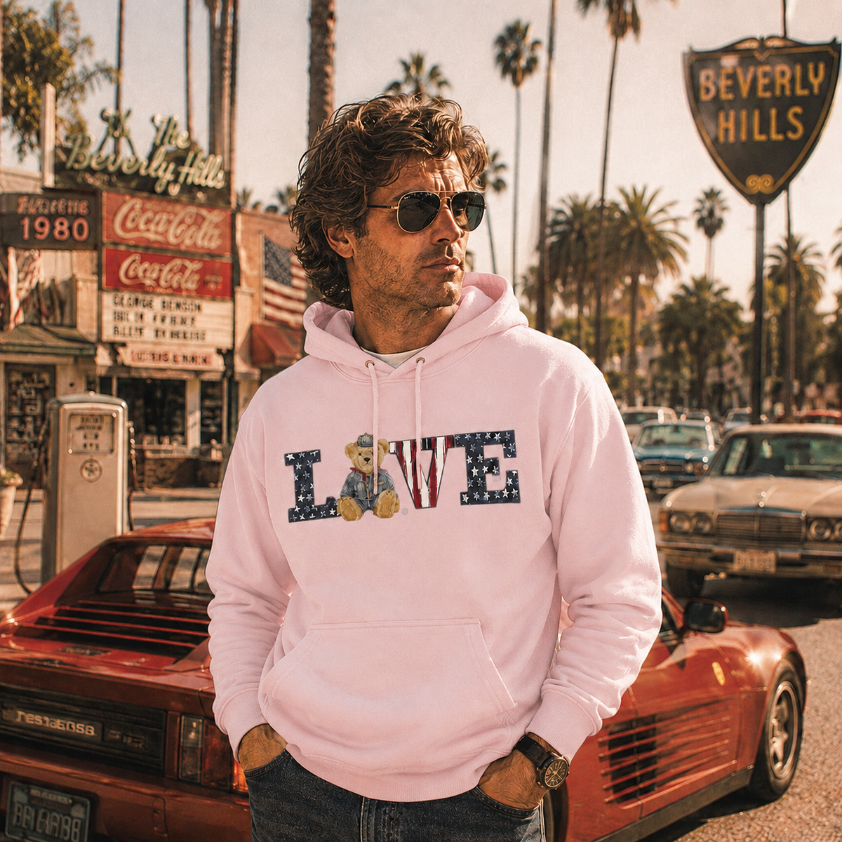 Alma Unisex Hoodie – LOVE Bear Stars & Stripes | Boutique LH Montréal