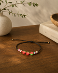 Adjustable Watermelon Beaded Bracelet – Black Cord | Boutique LH Montréal
