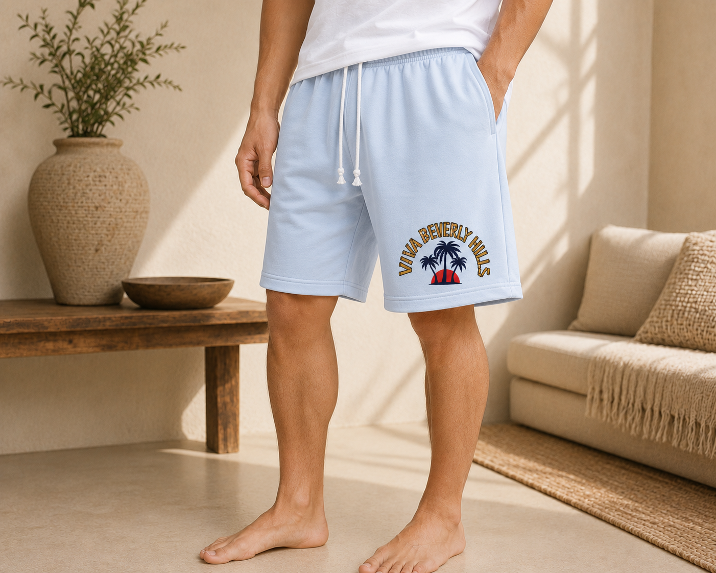 Viva Beverly Hills Palm Sunset Fleece Shorts | Boutique LH Montréal