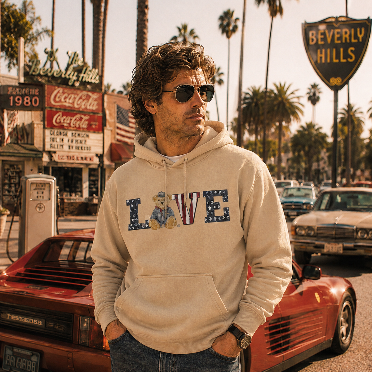 Alma Unisex Hoodie – LOVE Bear Stars & Stripes | Boutique LH Montréal