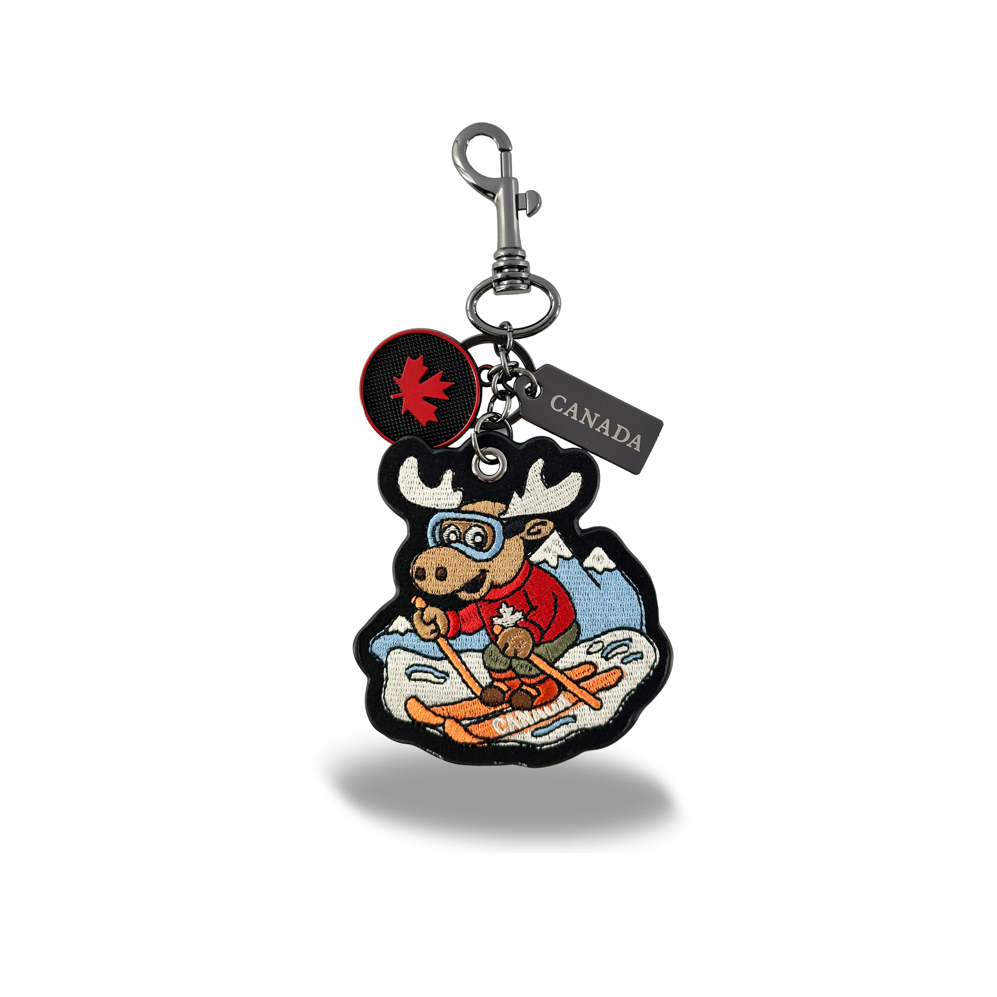 Canada Moose Ski Embroidered Keychain – Winter Outdoor Souvenir | Boutique LH Montréal