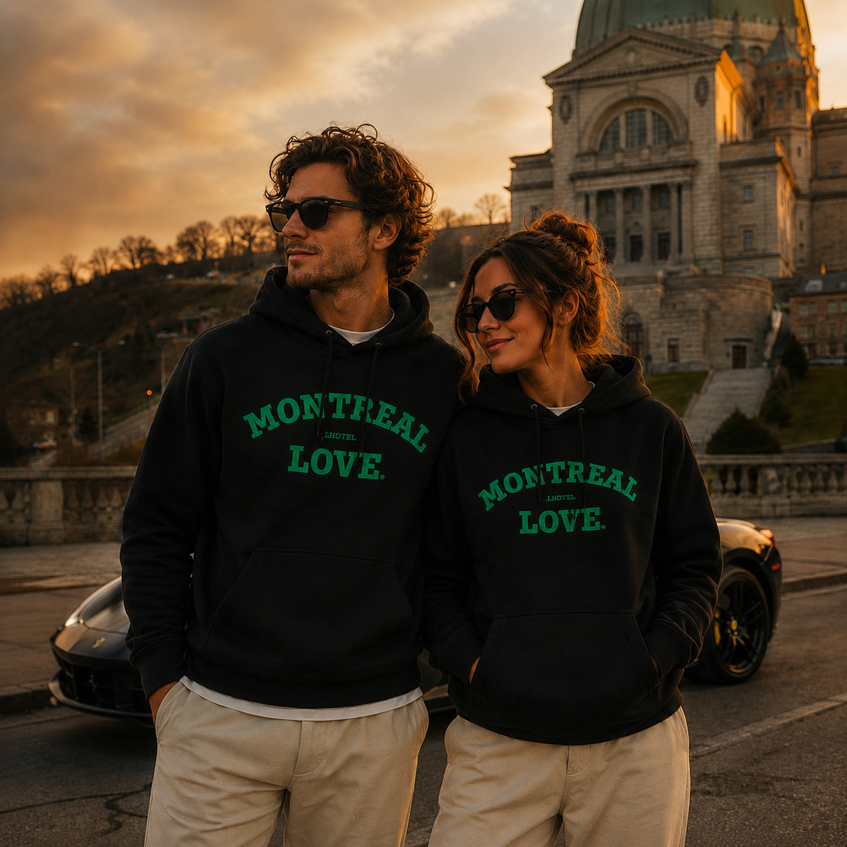 Montréal Love Hoodie – Black LHotel Souvenir Unisex Sweatshirt | Boutique LH Montréal