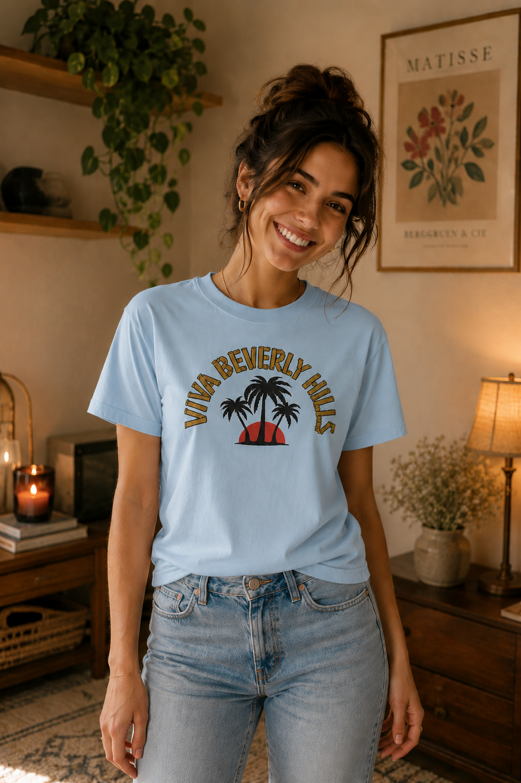 Viva Beverly Hills Palm Sunset Graphic T-Shirt | Women Category | Boutique LH Montréal