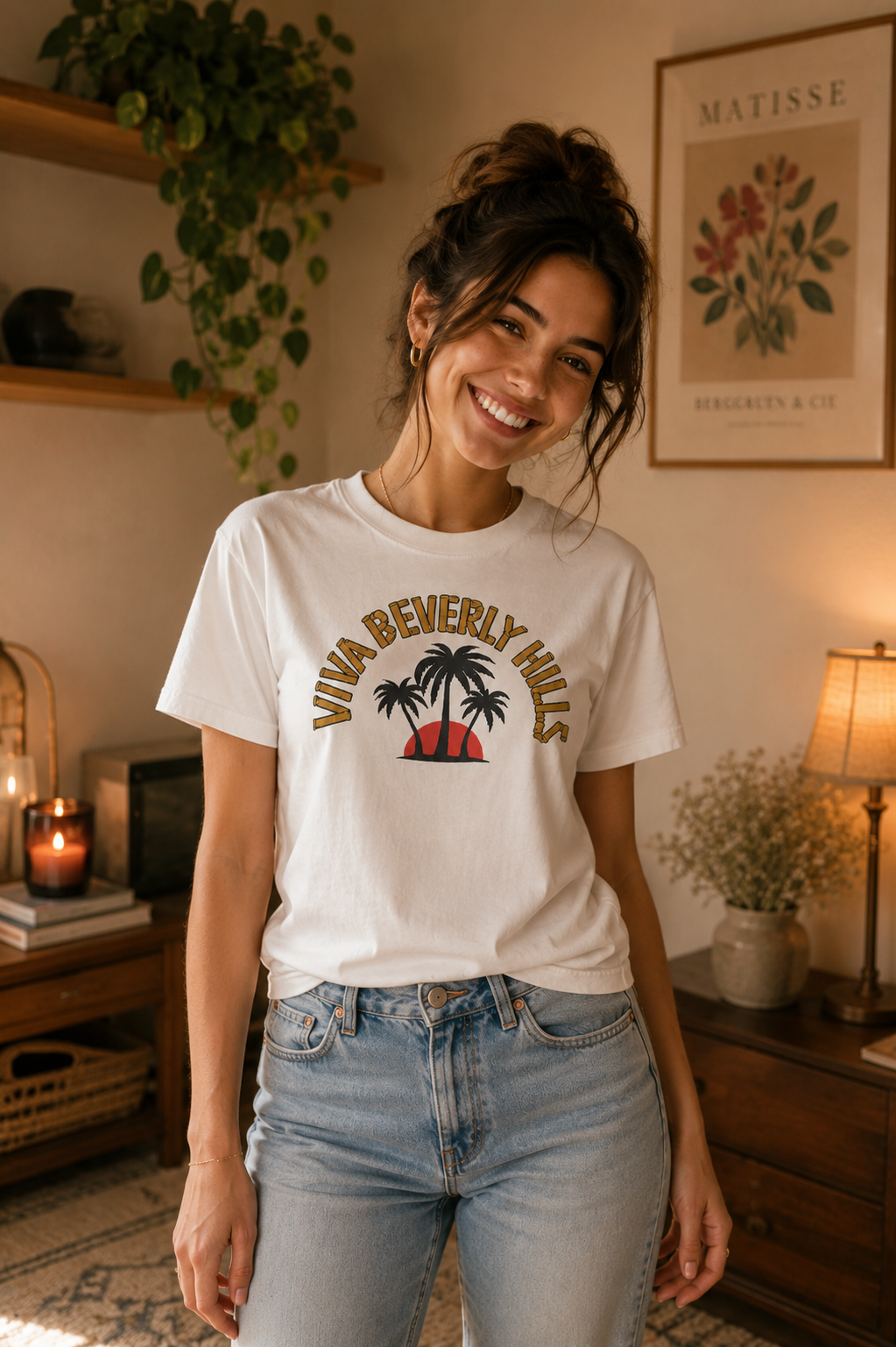 Viva Beverly Hills Palm Sunset Graphic T-Shirt | Women Category | Boutique LH Montréal