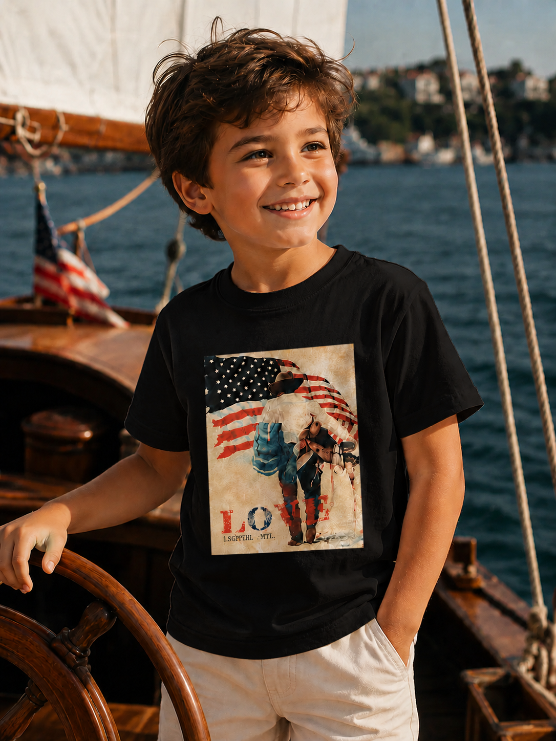 Kids Americana Cowboy Graphic T-Shirt | Boy Kids Category | Boutique LH Montréal