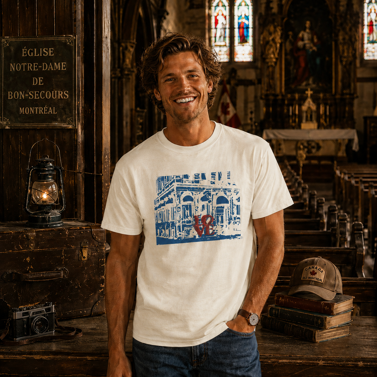 Chloe Unisex T-Shirt – Old Montréal Architecture Yellow | Boutique LH Montréal