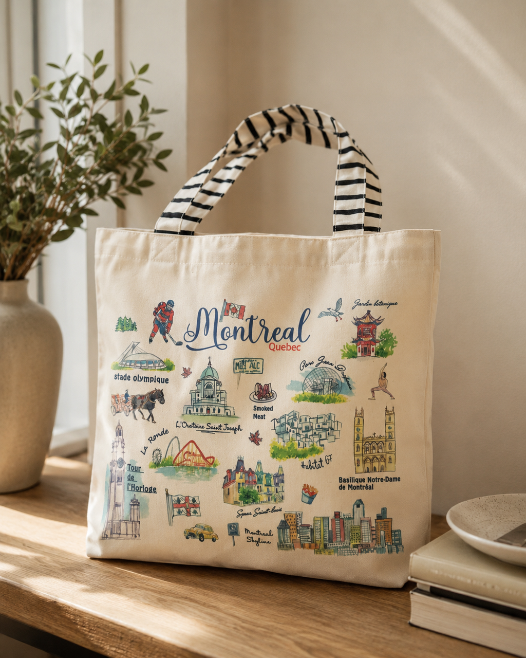 Montréal Landmarks Canvas Tote Bag | Boutique LH Montréal