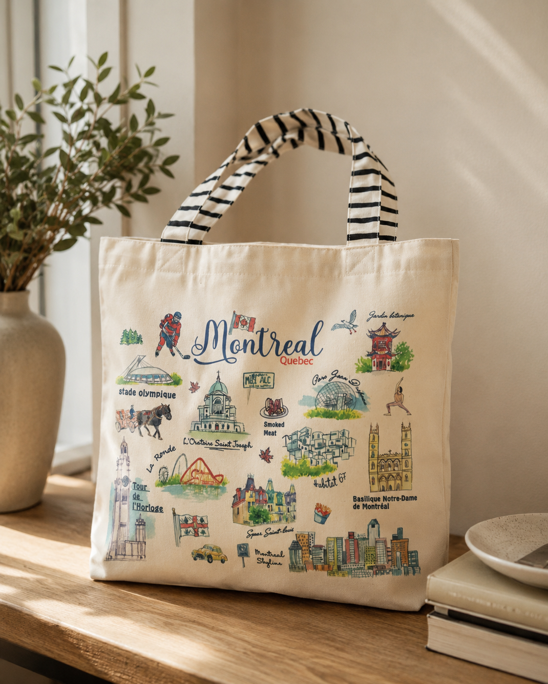 Montréal Landmarks Canvas Tote Bag | Boutique LH Montréal