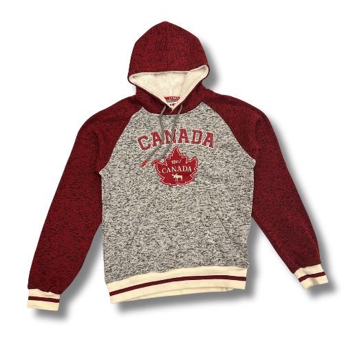 Canada Heritage Colorblock Hoodie – Gray & Red | Boutique LH Montréal