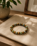 Natural Stone Beaded Bracelet | Green Jasper & Tiger Eye Stretch Bracelet | Boutique LH by Georges Marciano