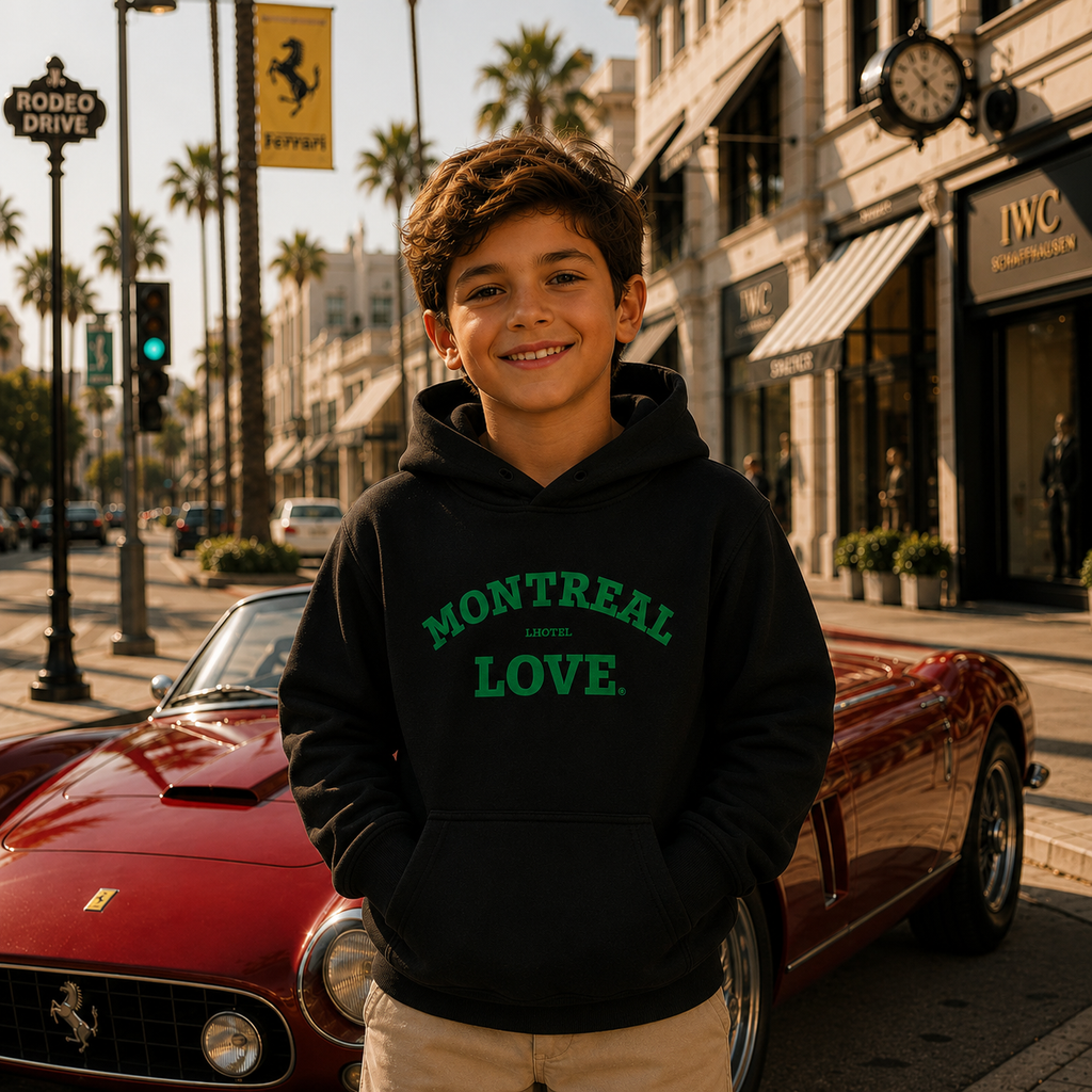 Montreal Love Black Graphic Hoodie | Kids Category | Boutique LH Montréal