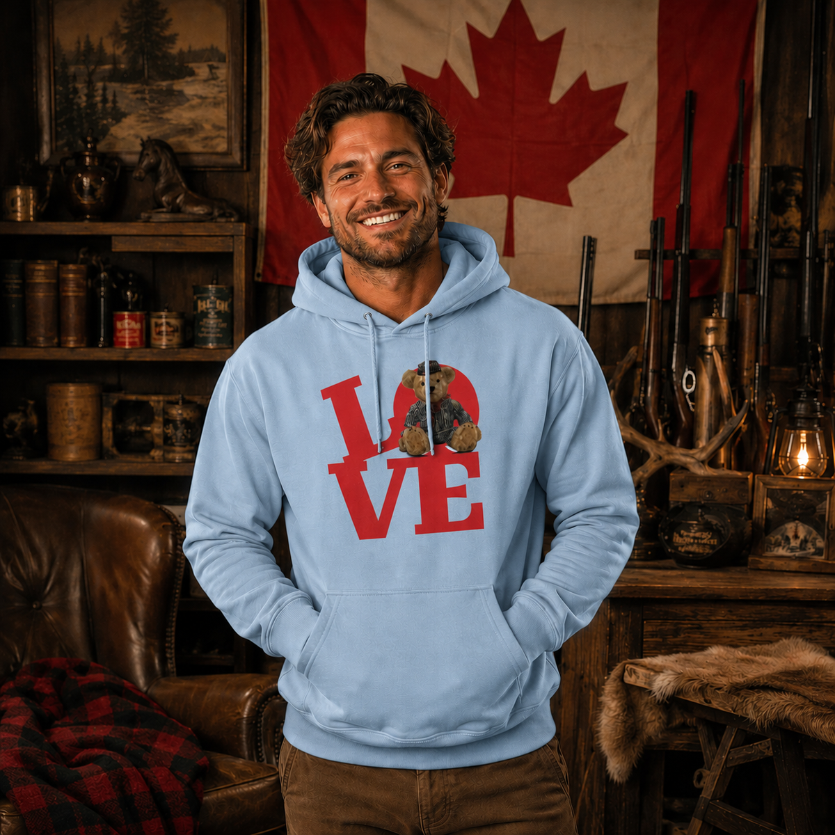 Sacha Unisex Hoodie – LOVE Square Teddy Bear | Boutique LH Montréal