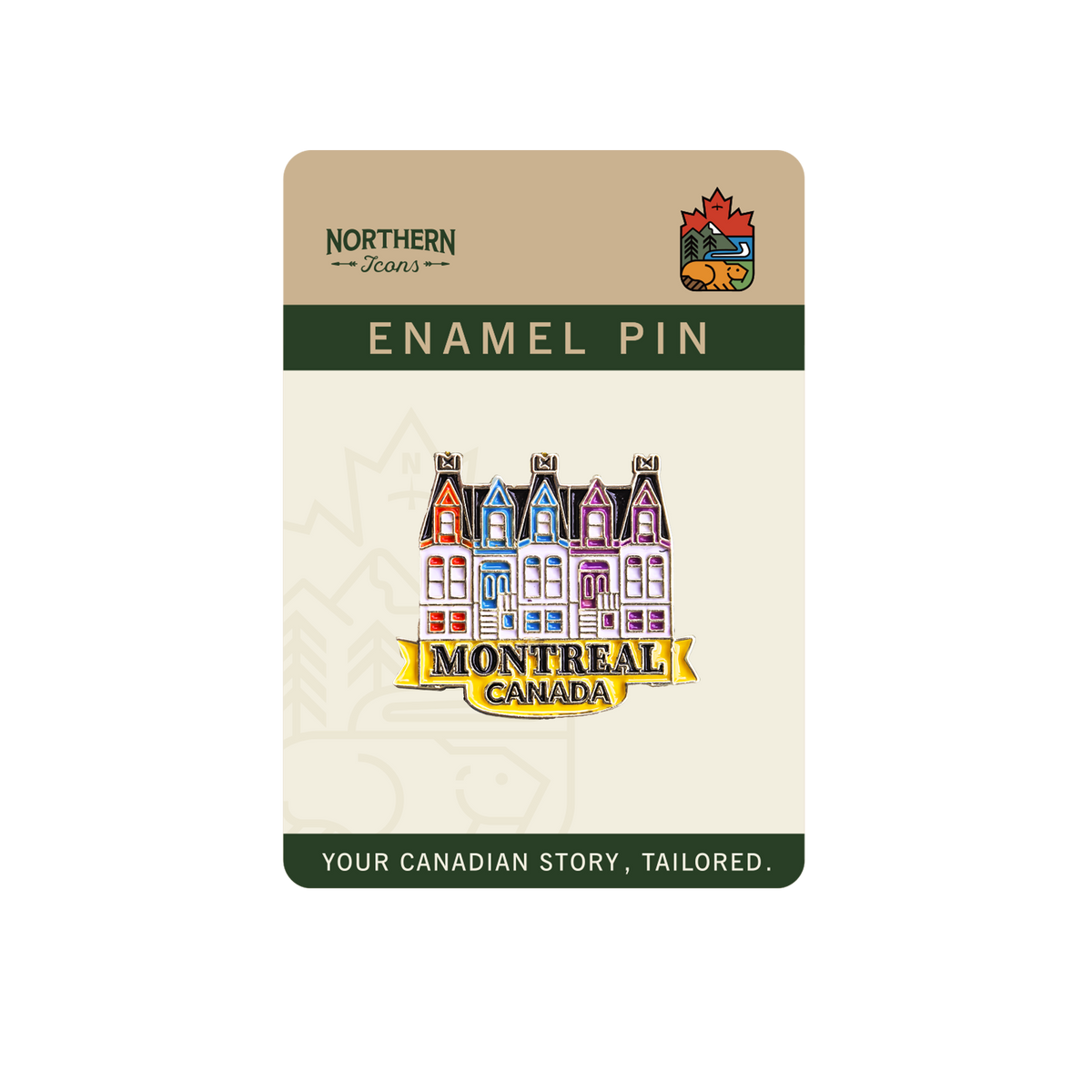 Montréal Townhouses Enamel Pin – Colorful Architecture Souvenir | Boutique LH Montréal
