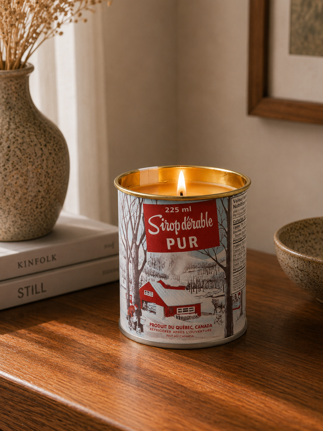 Chandelle au sirop d'érable – Boîte métallique emblématique de 225 ml (Mèche en coton)