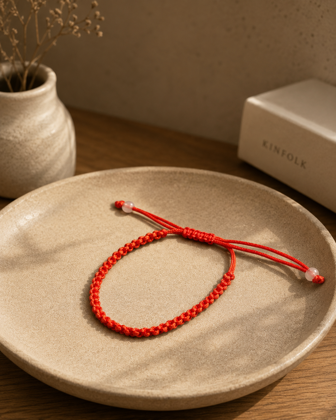Red Adjustable Lucky Cord Bracelet | Handwoven Friendship Bracelet | Boutique LH by Georges Marciano  Description