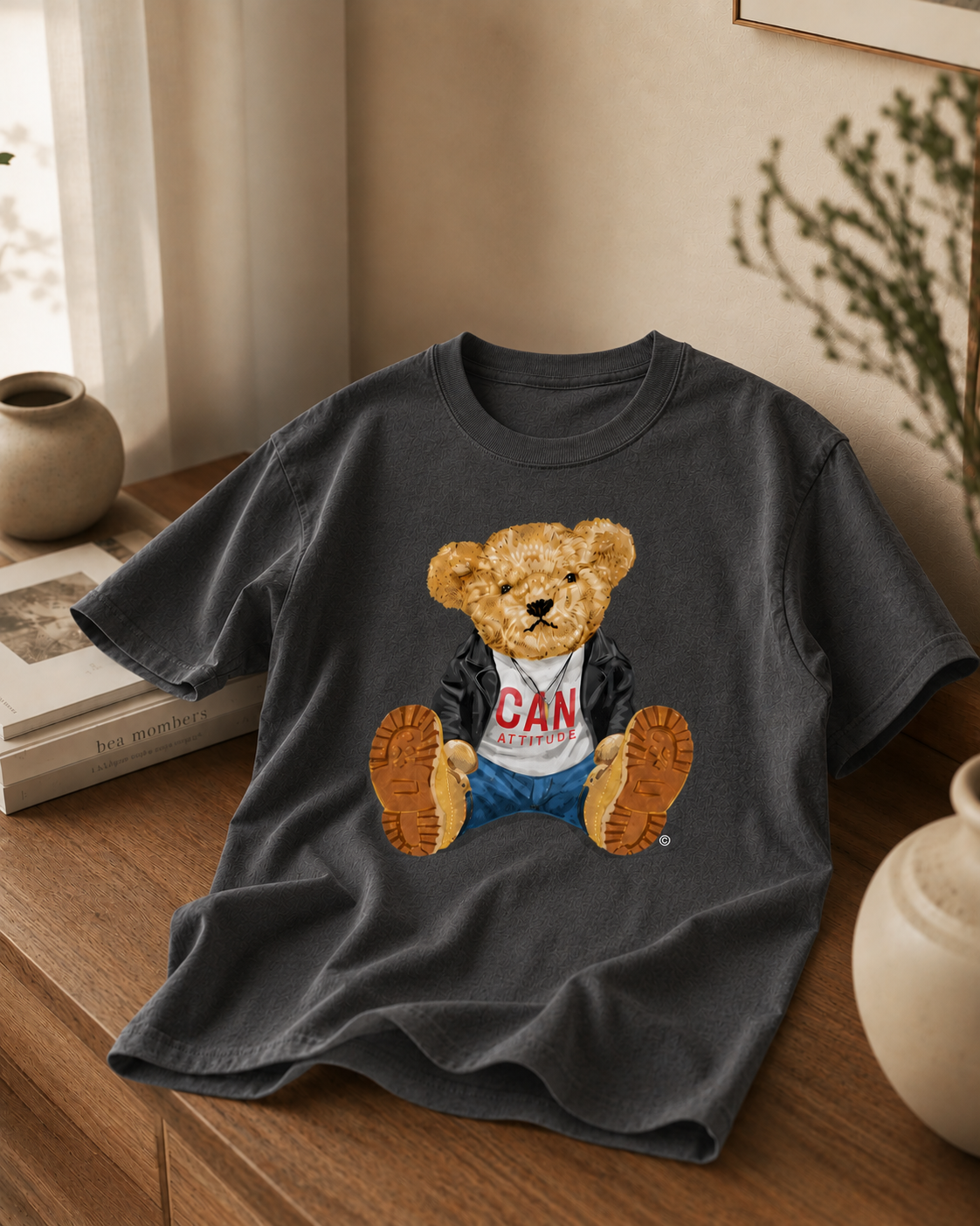 Eli Unisex T-Shirt – CAN Attitude Teddy Bear White | Boutique LH Montréal