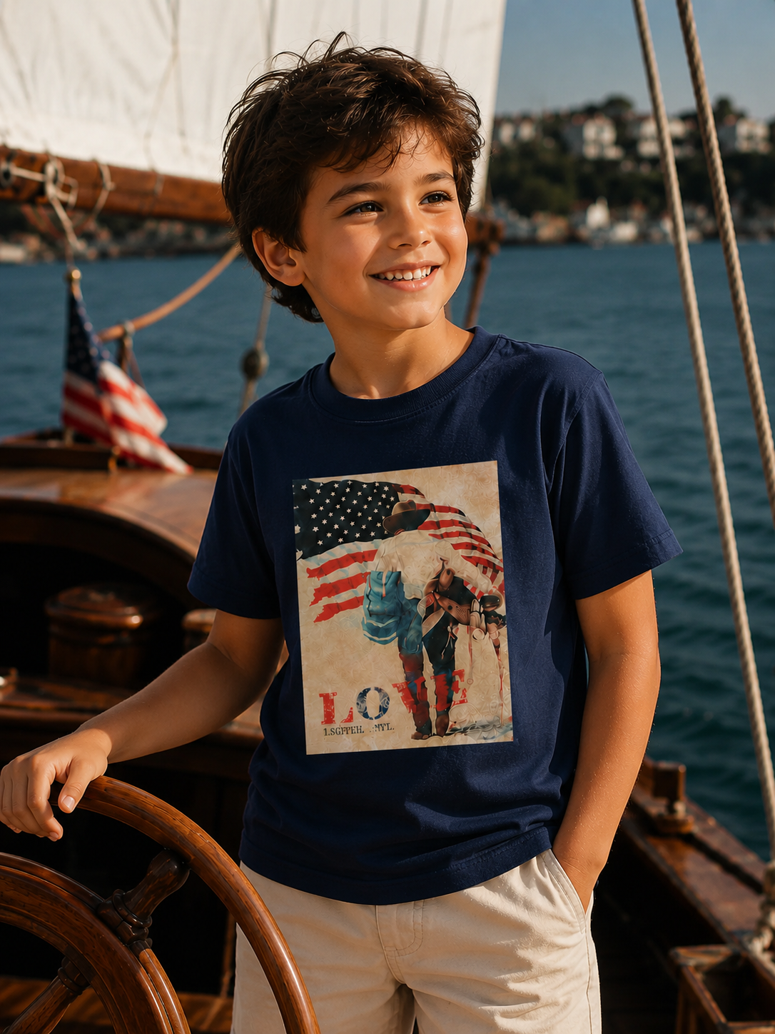 Kids Americana Cowboy Graphic T-Shirt | Boy Kids Category | Boutique LH Montréal