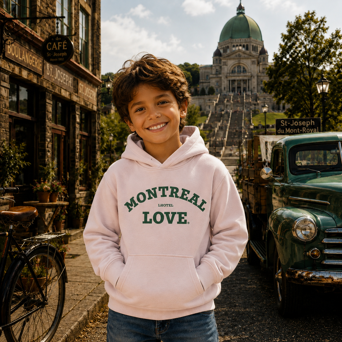 Montreal Love Pink Graphic Hoodie | Kids Category | Boutique LH Montréal