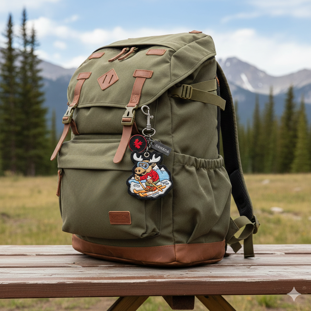 Canada Moose Ski Embroidered Keychain – Winter Outdoor Souvenir | Boutique LH Montréal