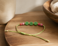 Adjustable Kiwi Beaded Bracelet – Green Cord | Boutique LH Montréal